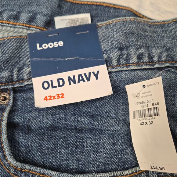 NWT Old Navy Jeans Basic Loose Flex Straight Blue Medium Wash size 42x32 - Picture 3 of 13